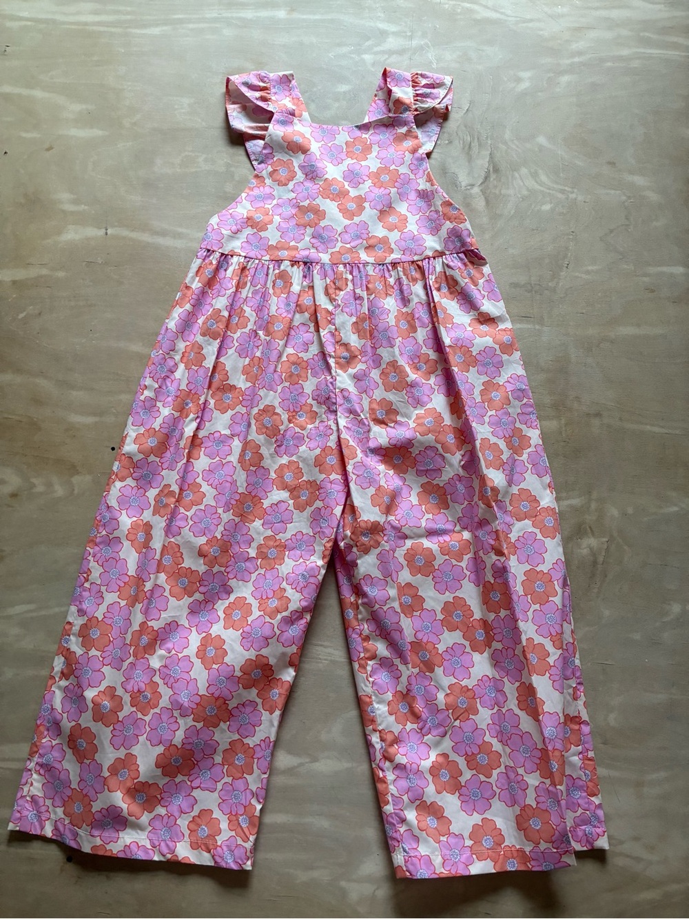 Zara Pink & Orange Floral Wide-Leg Jumpsuit - 6 years